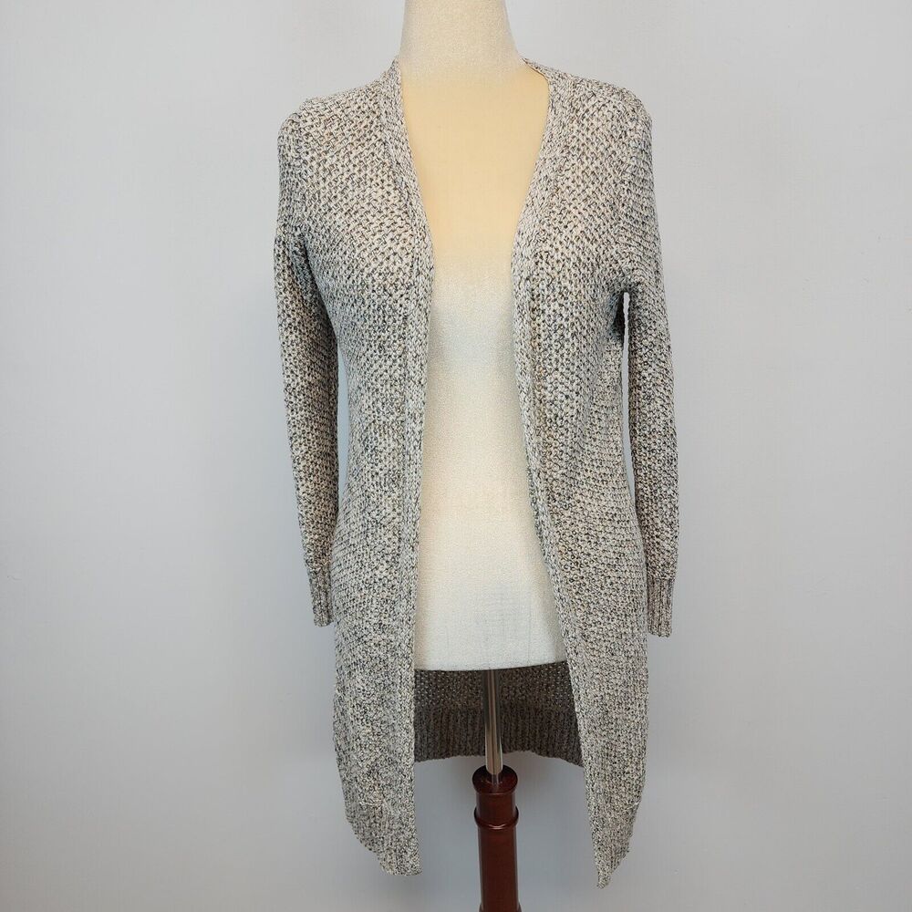Cleo Womens Chunky Knit Duster Cardigan Sweater Size M Marled Beige Neutral